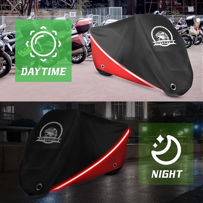 COVERVIN Motorcycle Cover, All Weather Outdoor Waterproof Night Protection - Image 5