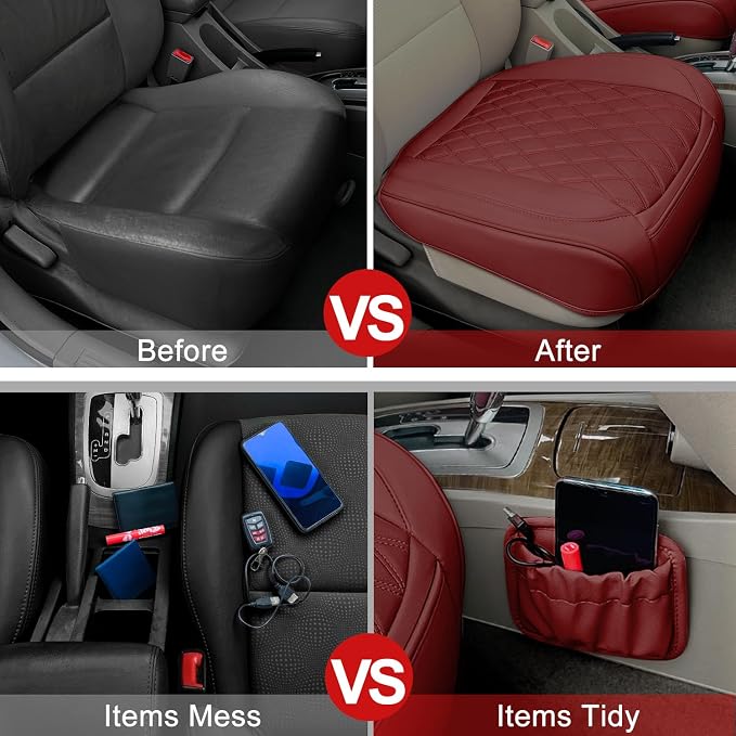 2 Pack Leather Front Car Seat Cover Bottom Car Seat, Anti-Slip and Full Wrap - Image 5