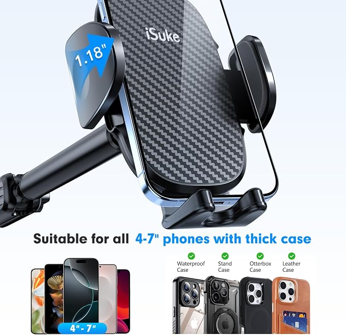 isuke Phone Holder for Your Car, Aluminum Alloy Phone Holder for Car Dashboard - Image 5