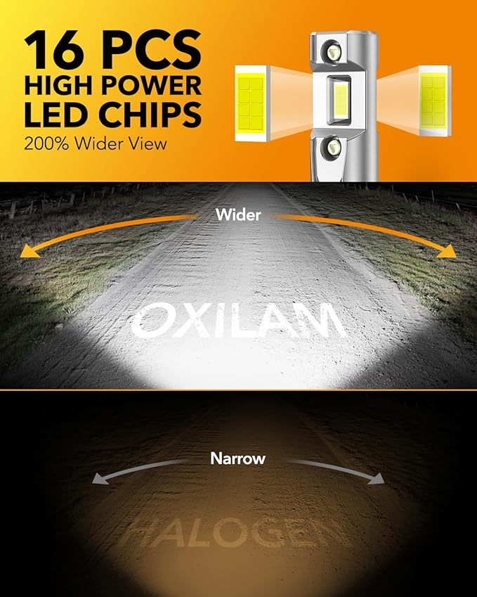 OXILAM H11 9005 Light Bulbs Combo, 70000lm 900% Brighter 6500K Cool White Light - Image 3