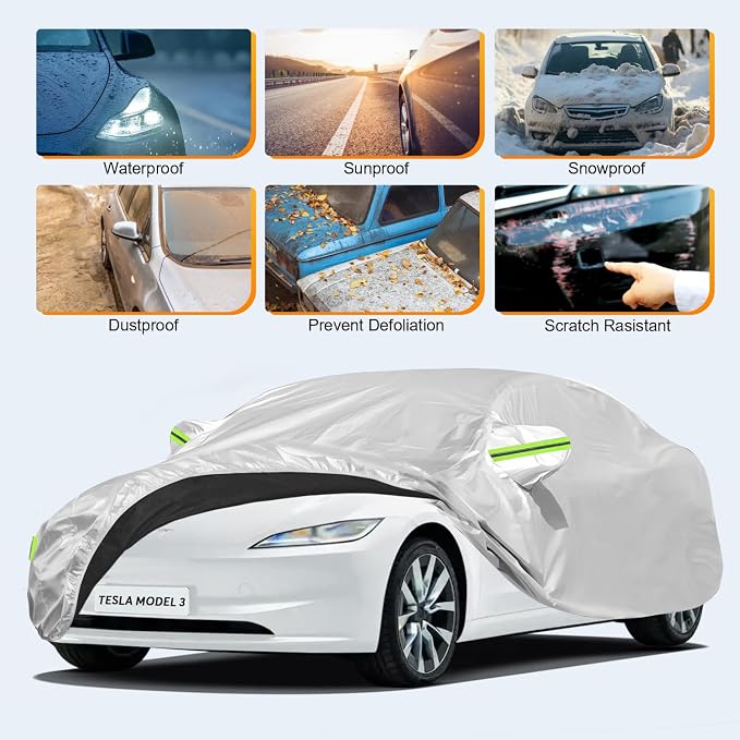Custom Fit Car Cover for Tesla Model 3, All-Weather Protection, Anti-Scratch - Image 6