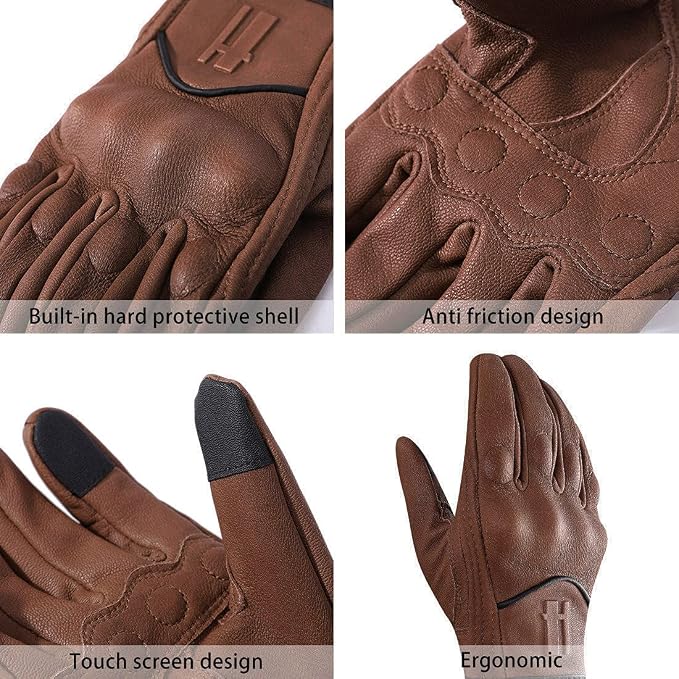 Harssidanzar Leather Motorcycle Gloves - Image 2