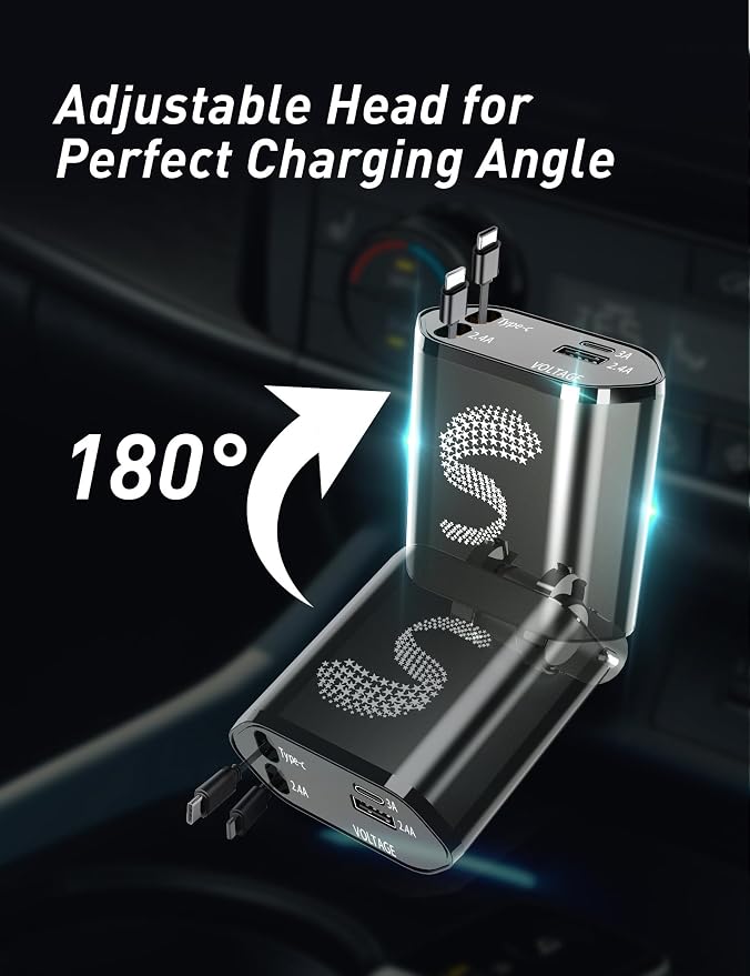 Retractable Car Charger USB C Fast Charging 120W, Car Accessories Cigarette - Image 6