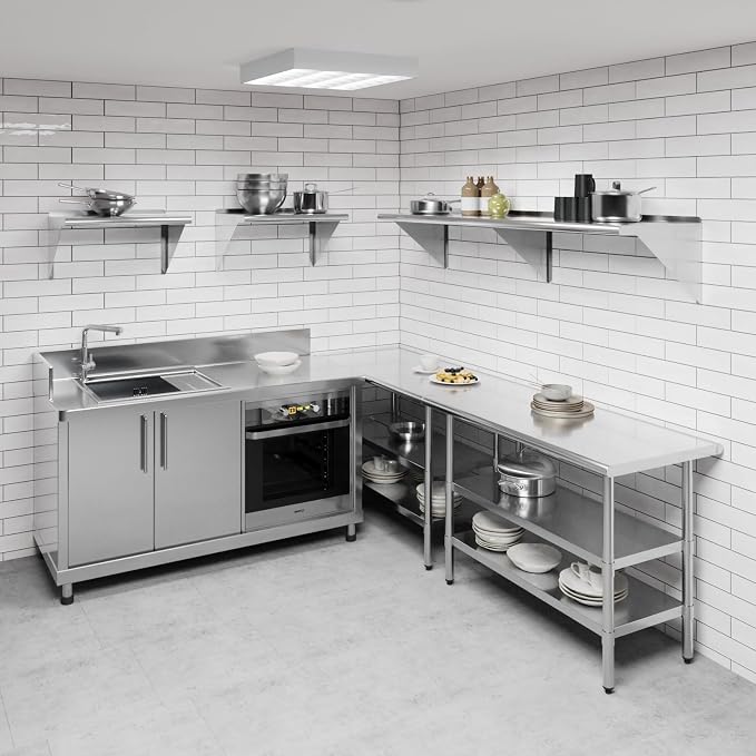 AmGood 72" Long X 18" Deep Stainless Steel Wall Shelf | NSF Certified | - Image 2