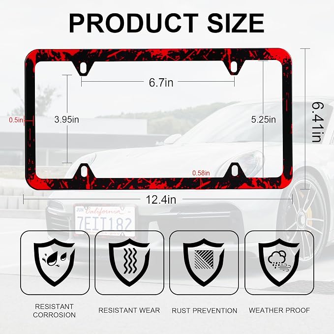 LivTee Black License Plate Frames, 4 Holes Stainless Steel License Plate Covers - Image 3
