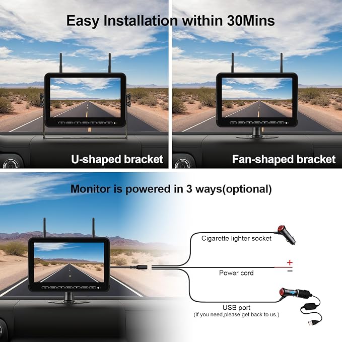 Fookoo 1080P 10" Wireless RV Backup Camera System - Image 8