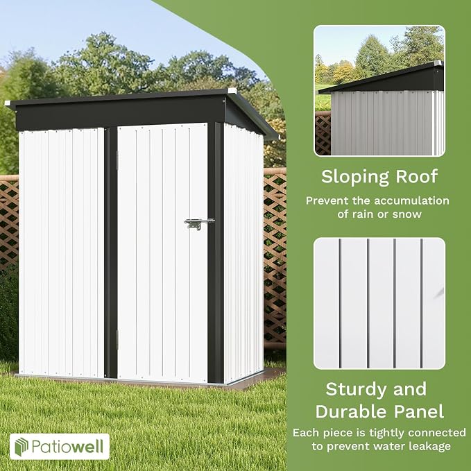 Patiowell 5x3 FT Outdoor Storage Shed, Garden Tool Shed - Image 4