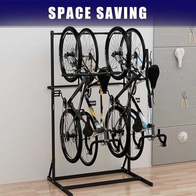 Freestanding Bike Storage Rack, Vertical Bike Holder Holds Up to 5 Bikes - Image 6