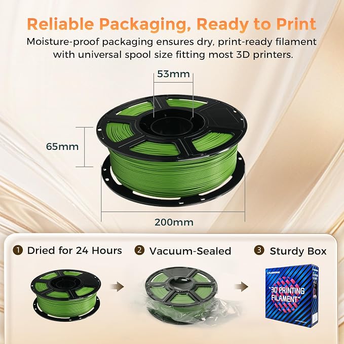 FLASHFORGE PLA Filament 1.75mm +/- 0.02mm, Matte Green 3D Printer Filament 1kg - Image 7