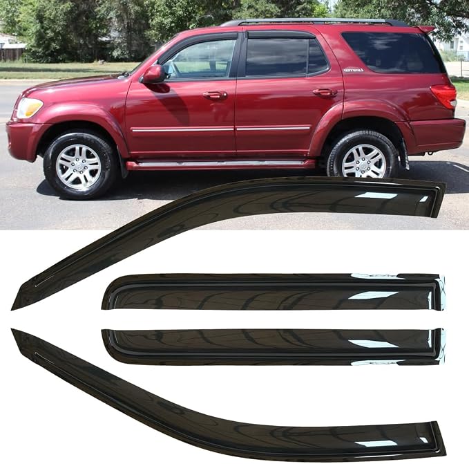 4pcs Outside Mount Style Window Rain Guards Durable Side Wind Deflectors Dark by Deebior