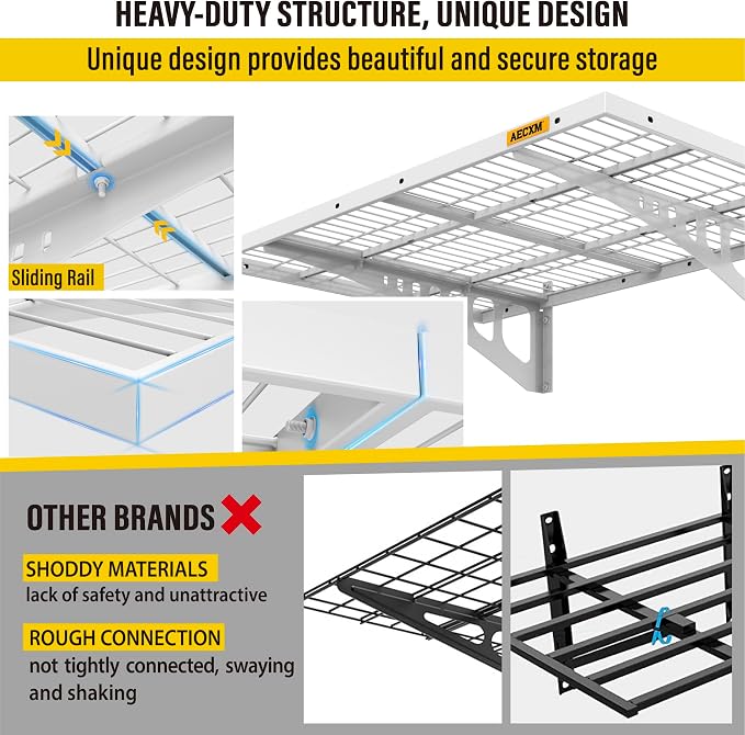2x3ft 4Pack Wire Shelving Unit Heavy Duty Garage Storage Shelves Wall Mounted - Image 5