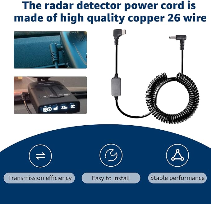 USB-C to DC3.5 Plug Radar Detector Power Cable, Type C 5V-12V Power Cord - Image 4