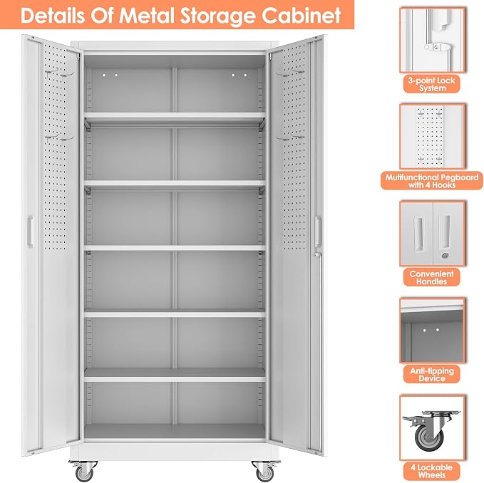 71" H×32" W×16" D Garage Storage Cabinet - Image 4