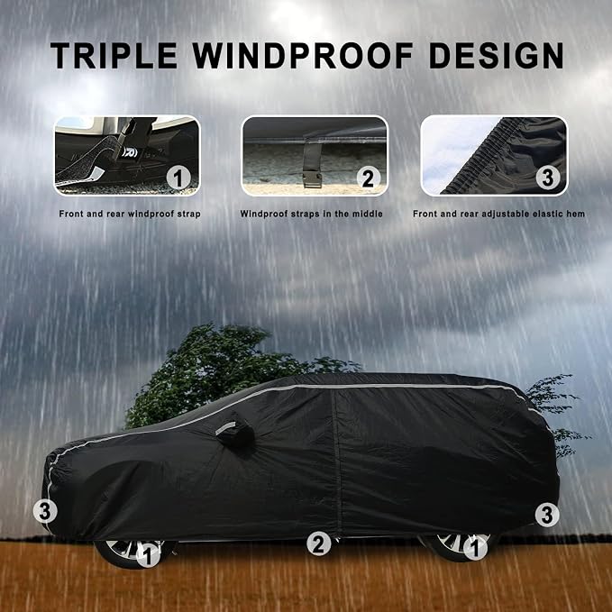 Tecoom SUV Car Cover Waterproof All Weather, Hail Protector - Image 3
