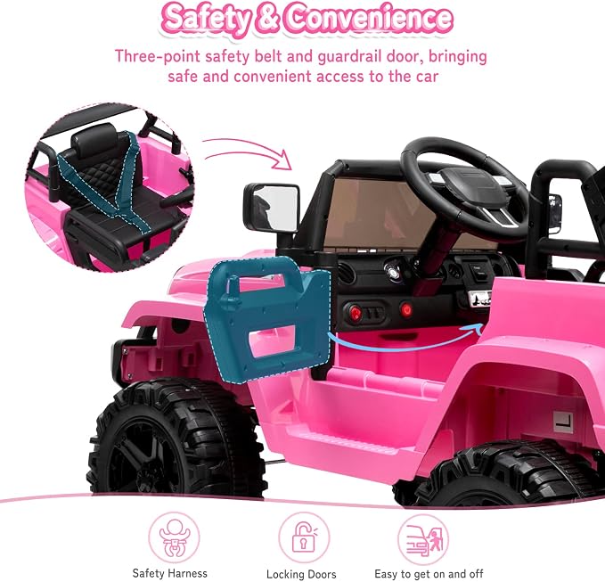 JOYMOR Ride on Truck with Remote Control, 4 Wheels 12V Battery Powered Kids Car - Image 4