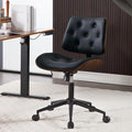 Armless Home Office Chair with Wheels, PU Leather Adjustable Height Computer by BERYTH