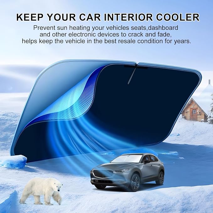 T TGBROS Windshield Sun Shade for Mazda CX-30 2020-2025 Front Window Sunshade - Image 2