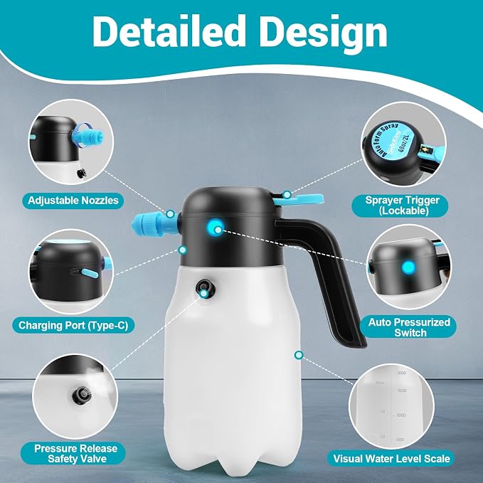 Electric Foam Sprayer Car Wash, 60PSI Foam Sprayer Auto Pressurized - Image 9