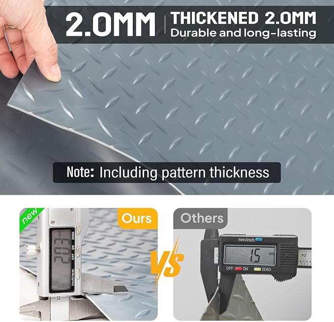 TUFFIOM 7.5 x 17 FT Garage Floor Mat, Thickened Diamond Plate PVC Garage Mats - Image 7