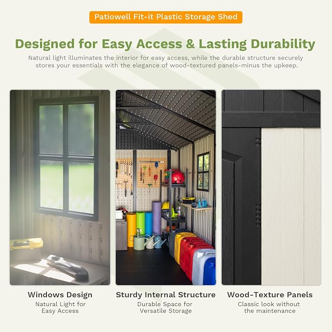 Patiowell 8 x 10 FT Resin Outdoor Storage Shed - Image 7