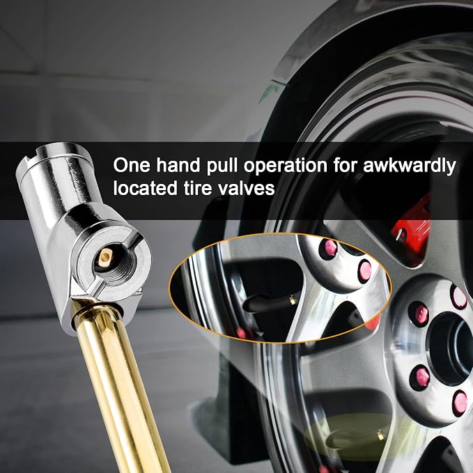 2-Way Connection 13.8" Extended Air Chuck Set, 1/4 in FNPT Straight Foot Dual - Image 3