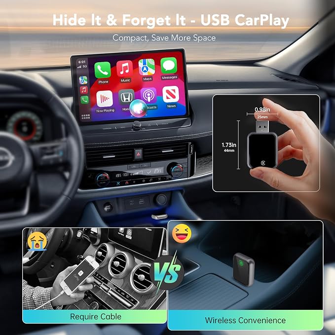 Wireless CarPlay Adapter 2025, Convert Wired to Wireless CarPlay Adaptor - Image 8