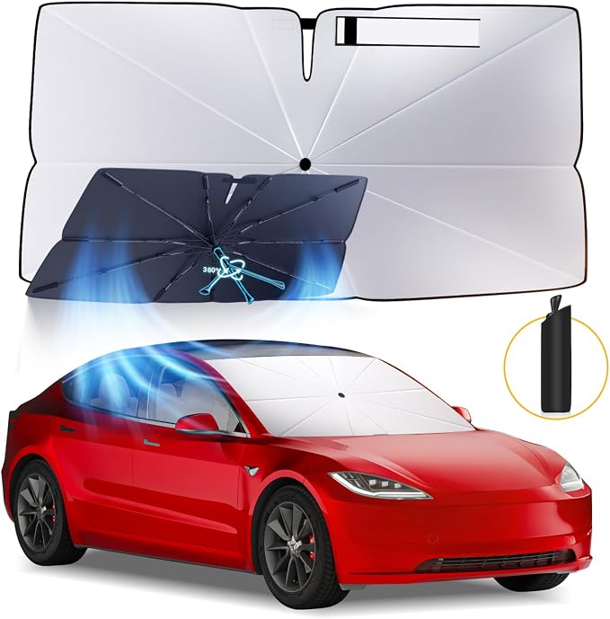 Windshield Sun Shade Umbrella: for Tesla Model3-2016-2023 2024 2025 Model 3 by HIMUMOY