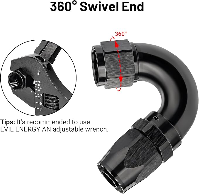 EVIL ENERGY 10AN 150 Degree One Piece Full Flow Hose End Fitting Swivel - Image 4