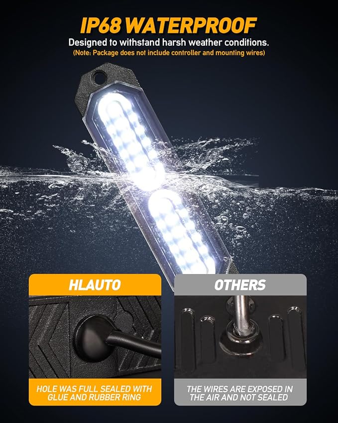 HLauto 1200T Emergency Strobe Grille Lights: 8pcs 12 LED Sync Feature Safety - Image 4