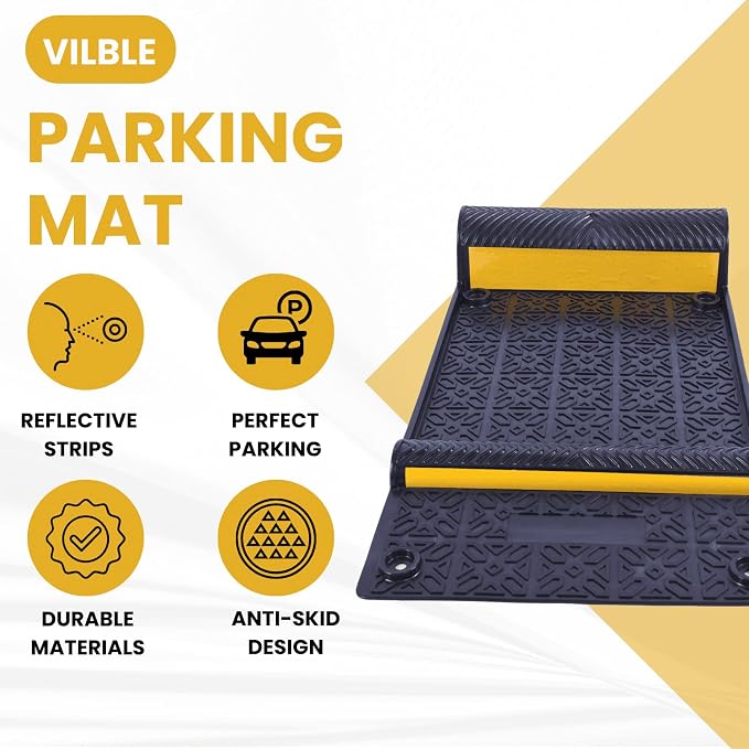8 Pack Rubber Parking Guide Mat, Anti-Skid Garage Parking Mats, Self-Adhesive - Image 3