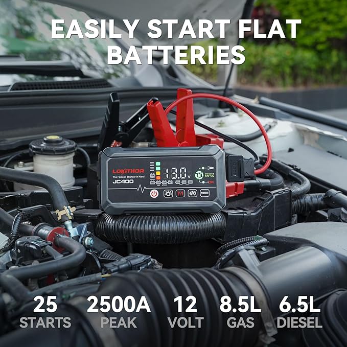 JC400 9-in-1 Battery Charger and Jump Starter, 2500A 12V Portable Jump Box - Image 2