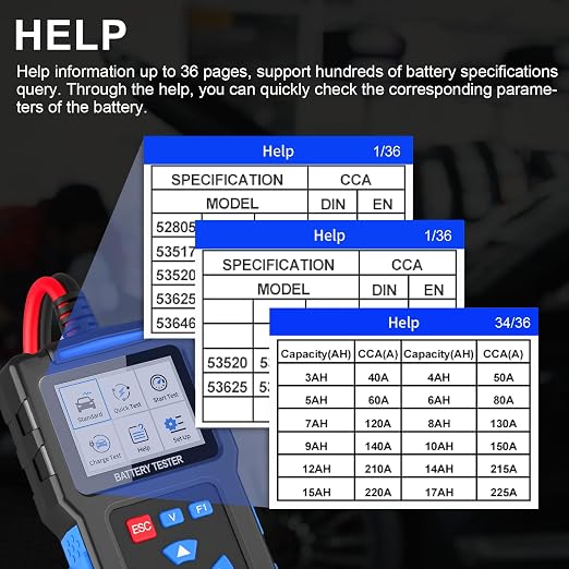 Car Battery Tester 12V 24V, Topdiag BT300 Auto Battery Load Tester, 20-2000 CCA - Image 5