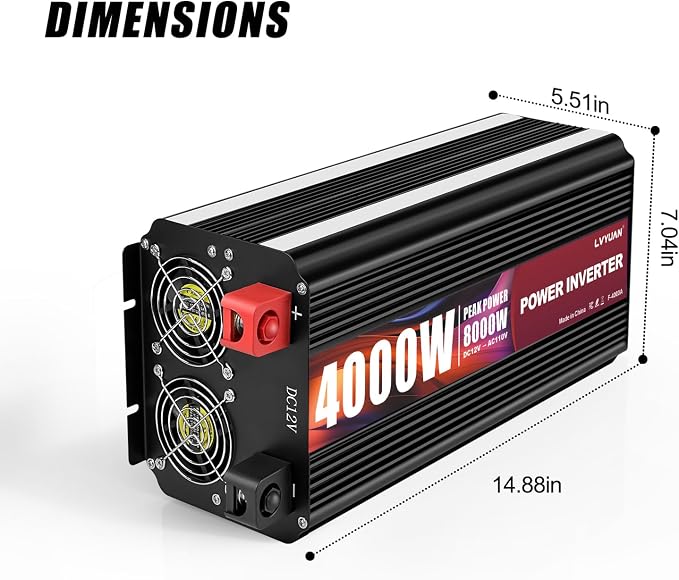 LVYUAN 4000 Watt Power Inverter 12V to 110V 120V - Image 6