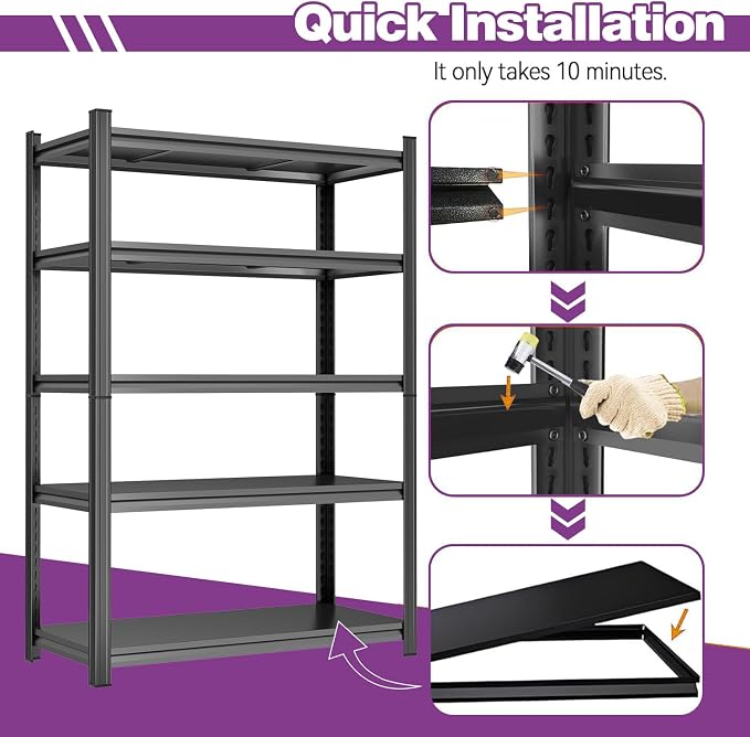 Garage Shelving 3500Lbs Storage Shelves Adjustable Metal Shelving Units 5-Tier - Image 3
