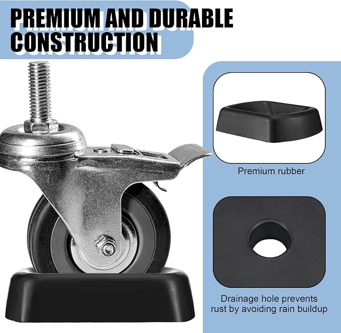 2 Pcs Jack Wheel Chock Rubber Caster Trailer Dock Heavy Duty 6 Inch Stabilizer - Image 3