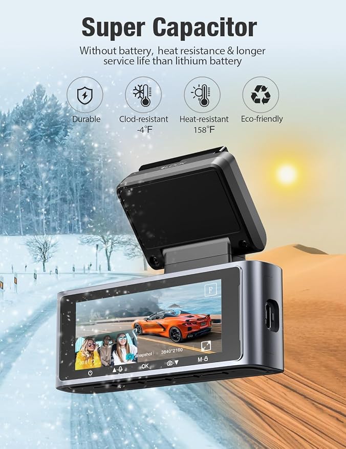 OMBAR Dash Cam 5G WiFi GPS, 3 Channel Dash Cam Front and Rear Inside - Image 6