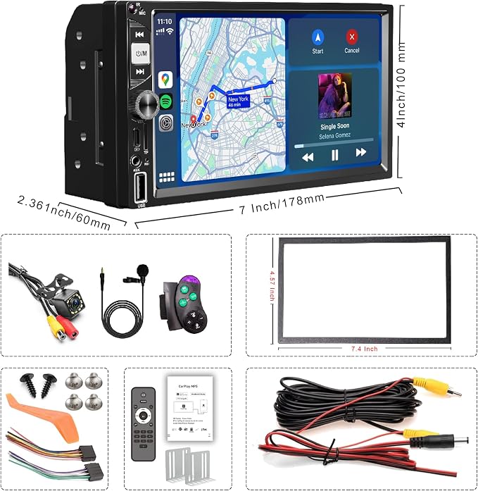 7” Wireless Apple CarPlay Double Din Car Stereo, FM Car Radio, IPS Touchscreen - Image 6