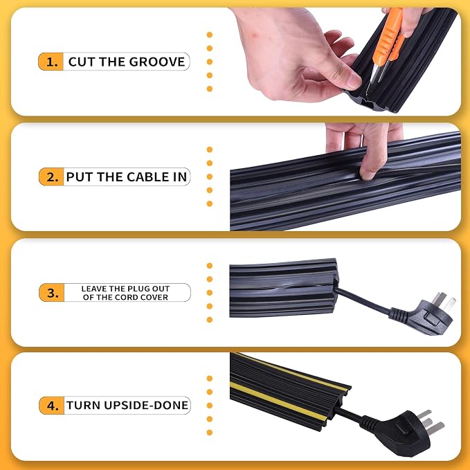 6FT Floor Cord Cover-Cord Cover Floor, Power Cable Protector Soft Extension - Image 4