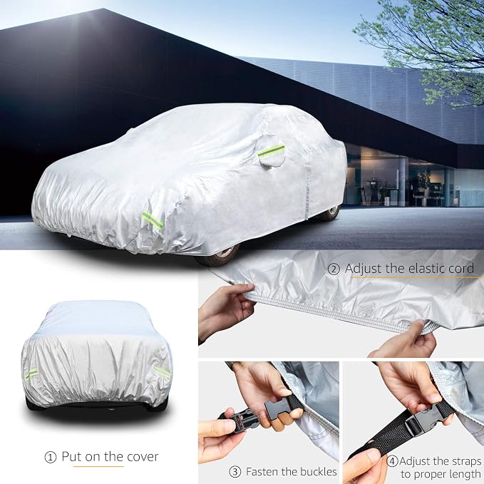Amazon Basics Silver Weatherproof Car Cover - Image 4