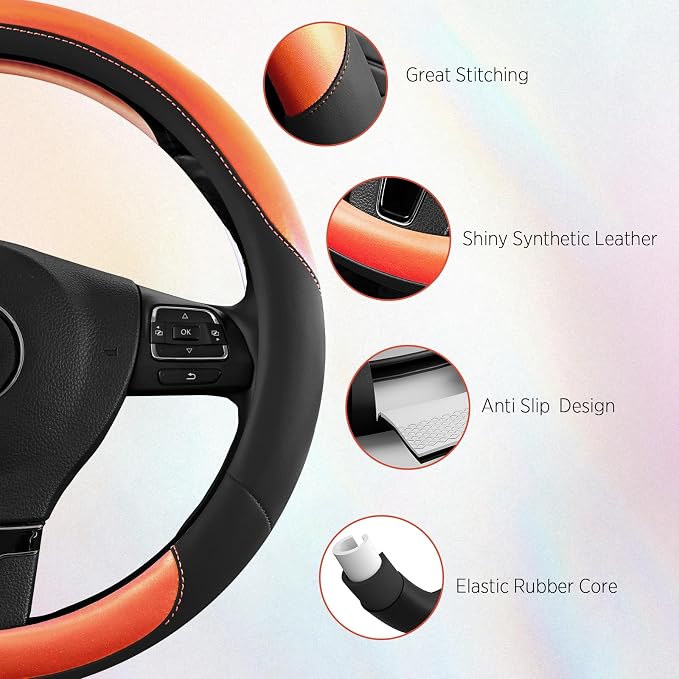 Road Comforts Steering Wheel Cover – Breathable Leather Steering Wheel Cover - Image 5