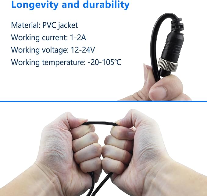 4-pin Aviation Video Extension Cable, Lonlonty Backup Camera Extension Cable - Image 3