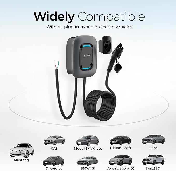 TESSAN Level 2 EV Charger, Hardwired Electric Vehicle Fast Charging Station - Image 7