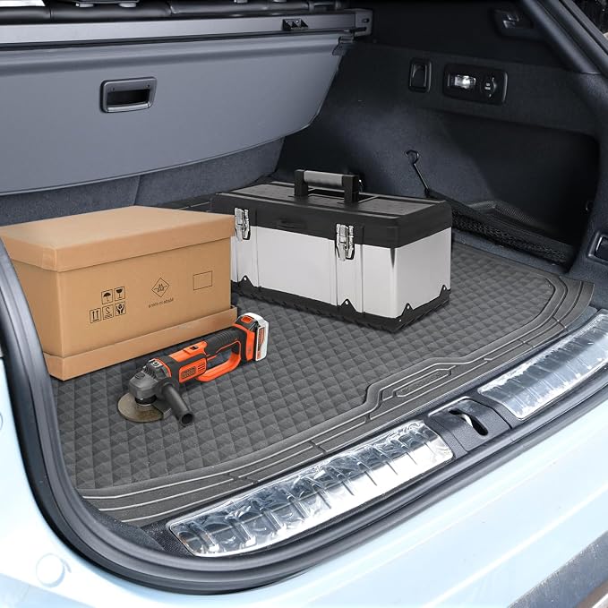 CAR PASS Gray Rubber Car Floor Mats & Cargo Liners, Durable Anti-Slip 3D - Image 6