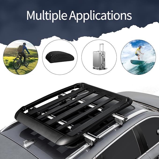 YHAAVLE 55" Cargo Basket, Heavy Duty Vehicle Roof Rack Baskets, Universal - Image 6