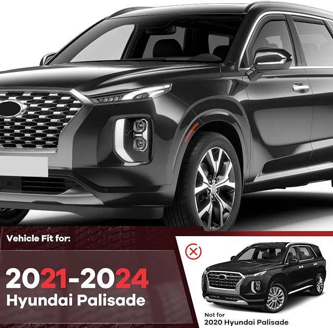 in-Channel Rain Guards Fit for Hyundai Palisade 2021 2022 2023 2024, Durable - Image 2