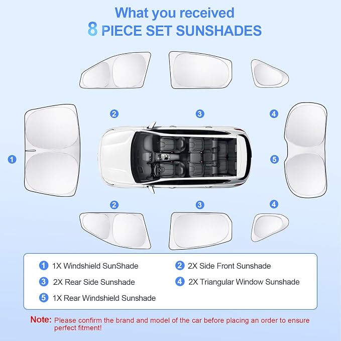 8pcs Car Window Shades for Hyundai Santa Fe 2013-2018 Accessories, Windshield - Image 7