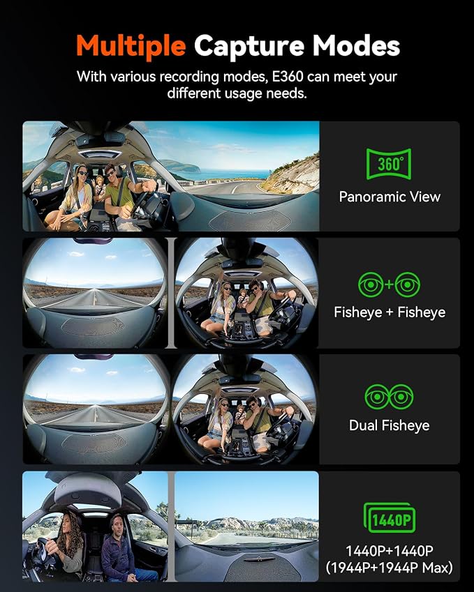 Vantrue E360 Plus 3 Channel 360 Degree WiFi Dash Cam, Dual STARVIS 2, - Image 7