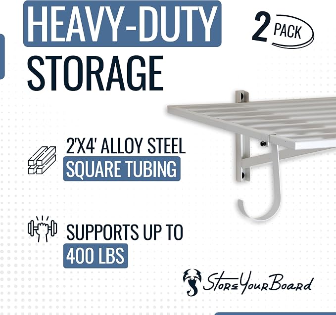 StoreYourBoard 2-Pack Heavy Duty Wall Shelves – Wall-Mounted Garage Storage - Image 4