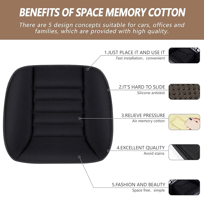 MYFAMIREA Car Seat Cushion Pad 1.2" Thick Comfort Seat Protector - Image 2
