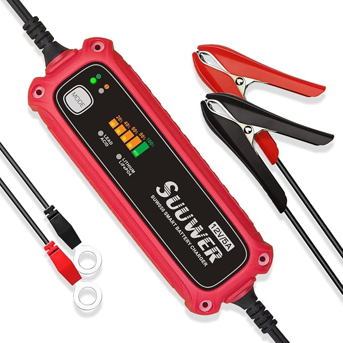 High-Efficiency 12V 5-Amp Smart Car Battery Charger, Battery Maintainer by Suuwer